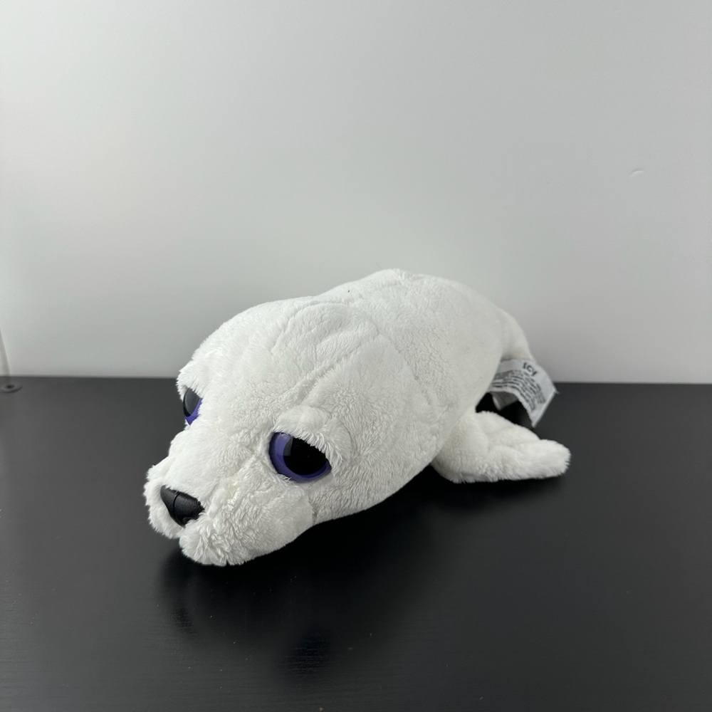 Russ Rare Lil Peepers Icy White Seal 12” Big Purple Eyes Plush Stuffed Animal